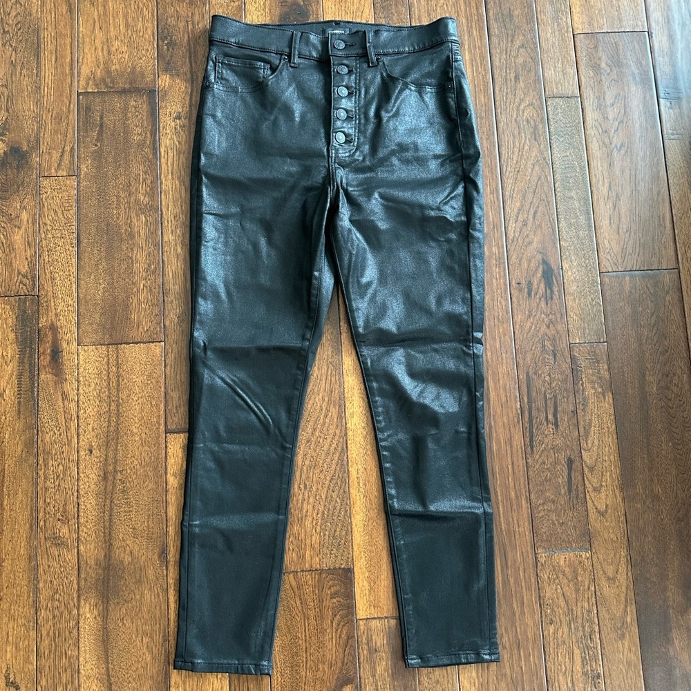 Express Black Shimmer Skinny Jeans with Button-Fly